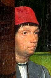 Memling. Autoportrait du retable John Donne de Kidwelly (v.1480)